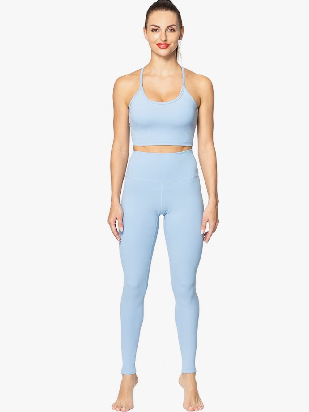 Sunzel Top & Leggings Set Light Blue Small Like New